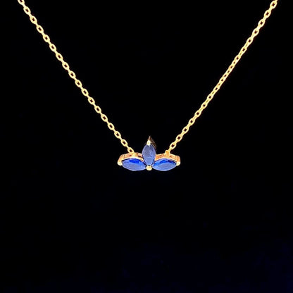 Noir Navy Pendant Chain (Pure Silver) - Gold