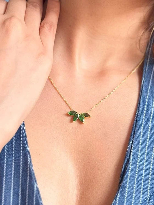 Verdant Ray Pendant Chain (925 Real Silver) - Gold