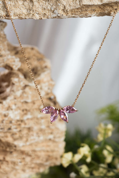 Fayra Ray Pendant Chain (925 Real Silver) - Rose Gold