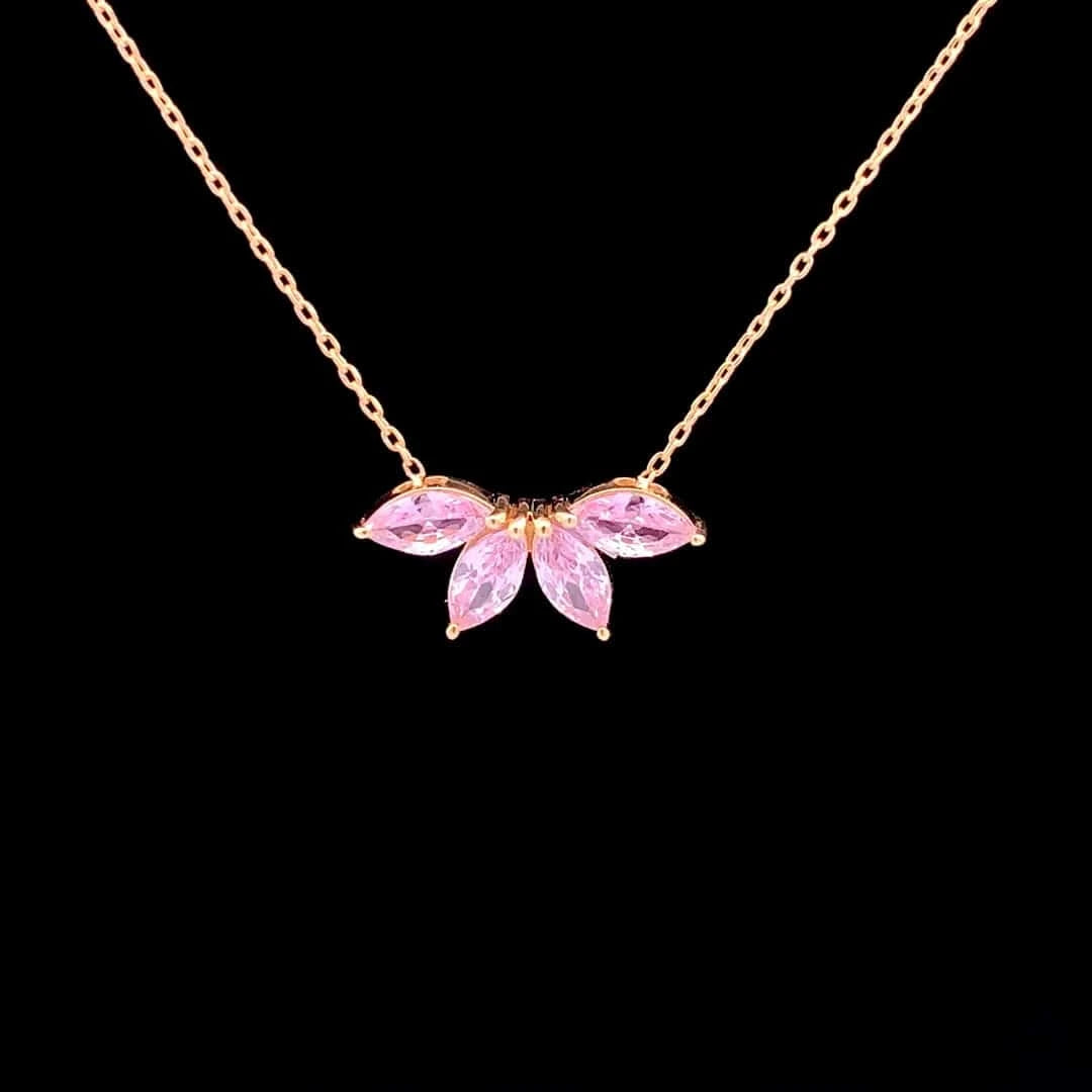 Fayra Ray Pendant Chain (925 Real Silver) - Rose Gold