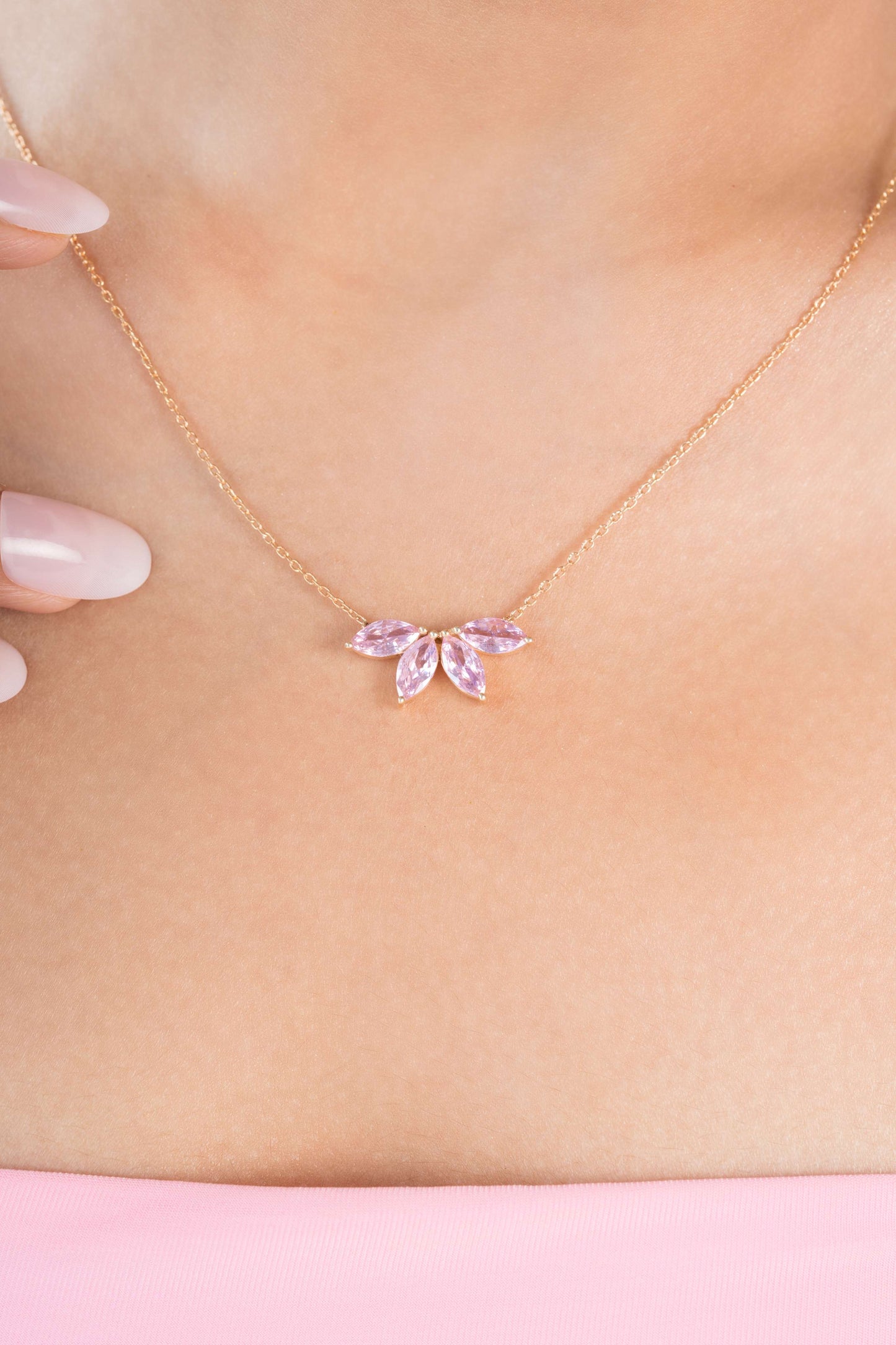 Fayra Ray Pendant Chain (925 Real Silver) - Rose Gold