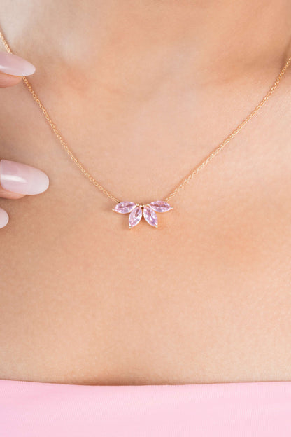 Fayra Ray Pendant Chain (925 Real Silver) - Rose Gold