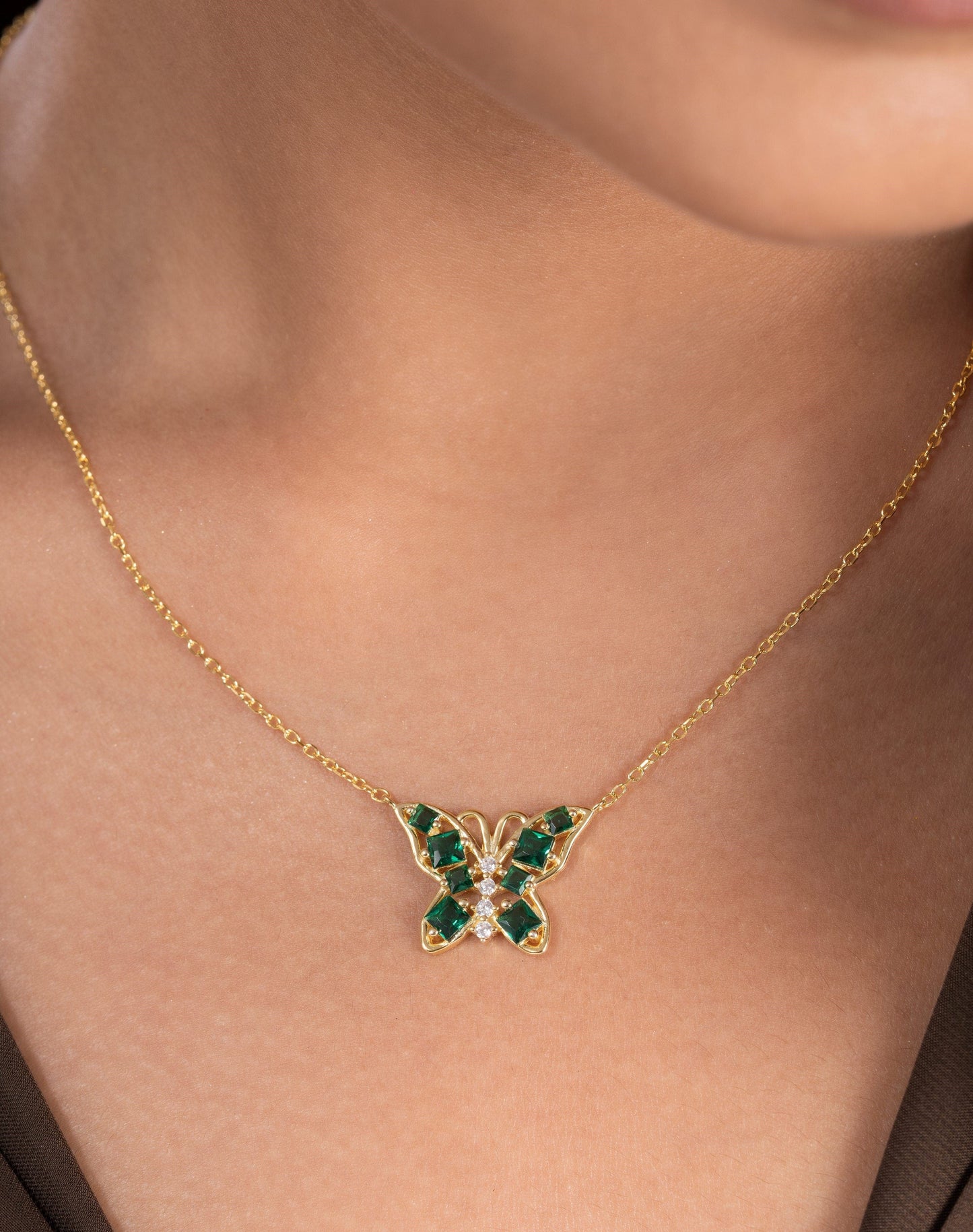 Celestia Butterfly Pendant Chain (Pure Silver) - Gold