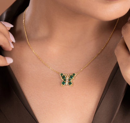 Celestia Butterfly Pendant Chain (Pure Silver) - Gold
