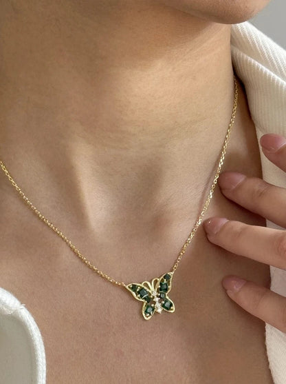 Celestia Butterfly Pendant Chain (Pure Silver) - Gold
