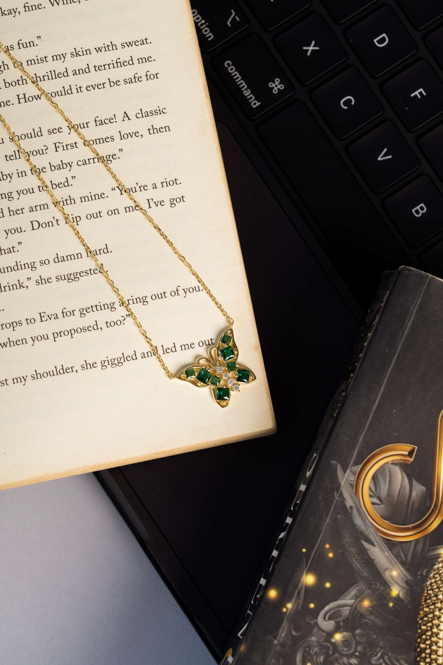 Celestia Butterfly Pendant Chain (Pure Silver) - Gold