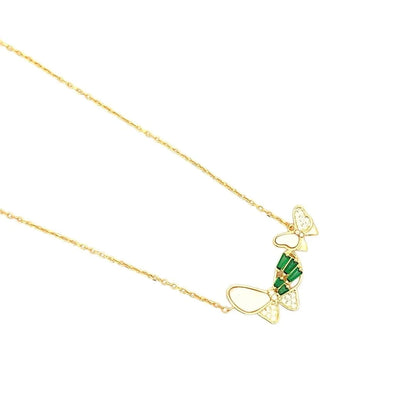 Celestara Duo Butterfly Pendant Chain (Pure Silver) - Gold