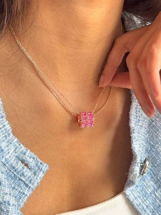Roll of Pink Trio Pendant Chain (Pure Silver) - Rose Gold