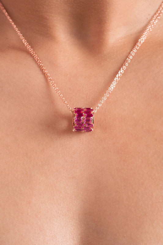 Roll of Pink Trio Pendant Chain (Pure Silver) - Rose Gold