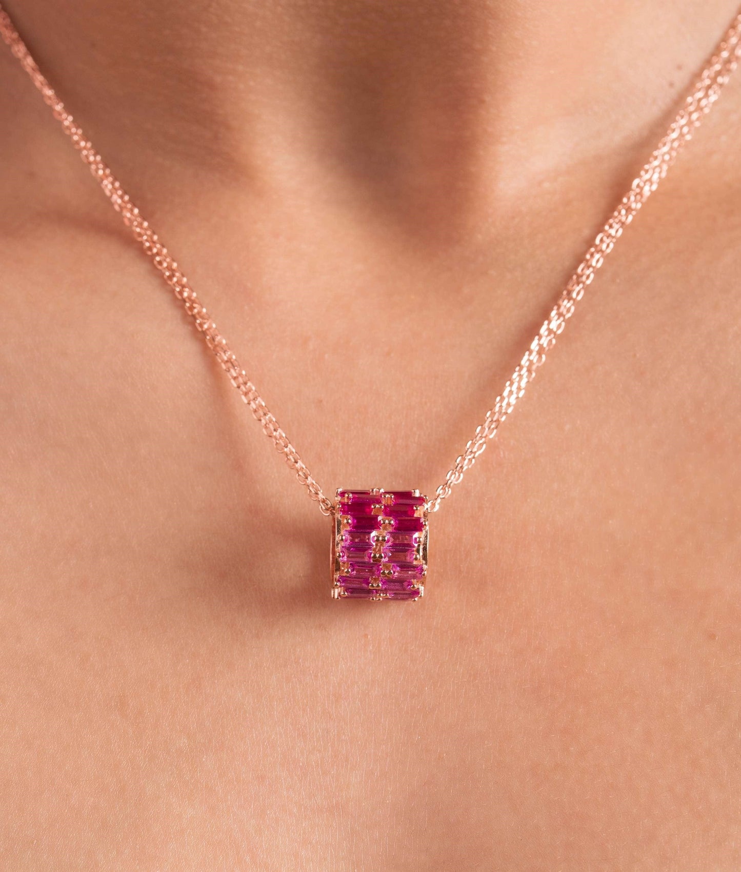 Roll of Pink Trio Pendant Chain (Pure Silver) - Rose Gold