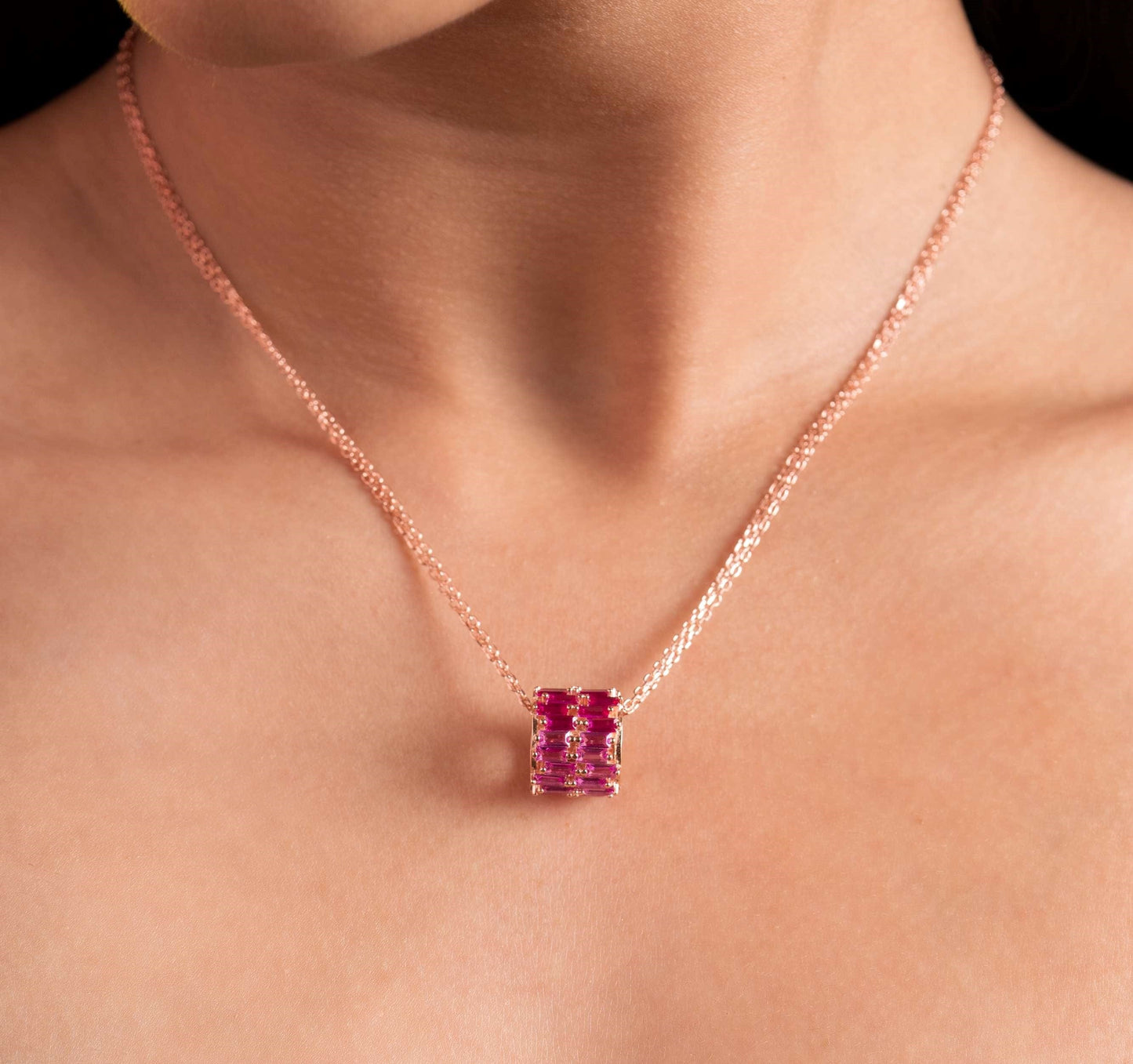 Roll of Pink Trio Pendant Chain (Pure Silver) - Rose Gold