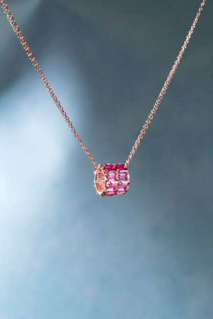 Roll of Pink Trio Pendant Chain (Pure Silver) - Rose Gold