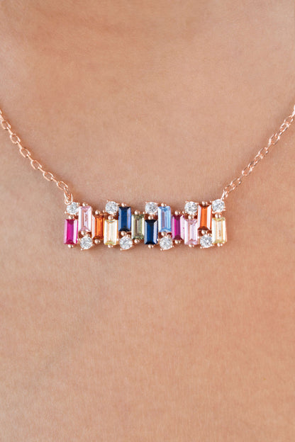 Rainbow Bar Pendant Chain (Pure Silver) - Rose Gold