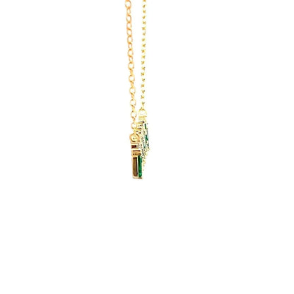 Green Baguette Bar Pendant Chain (Pure Silver) - Gold