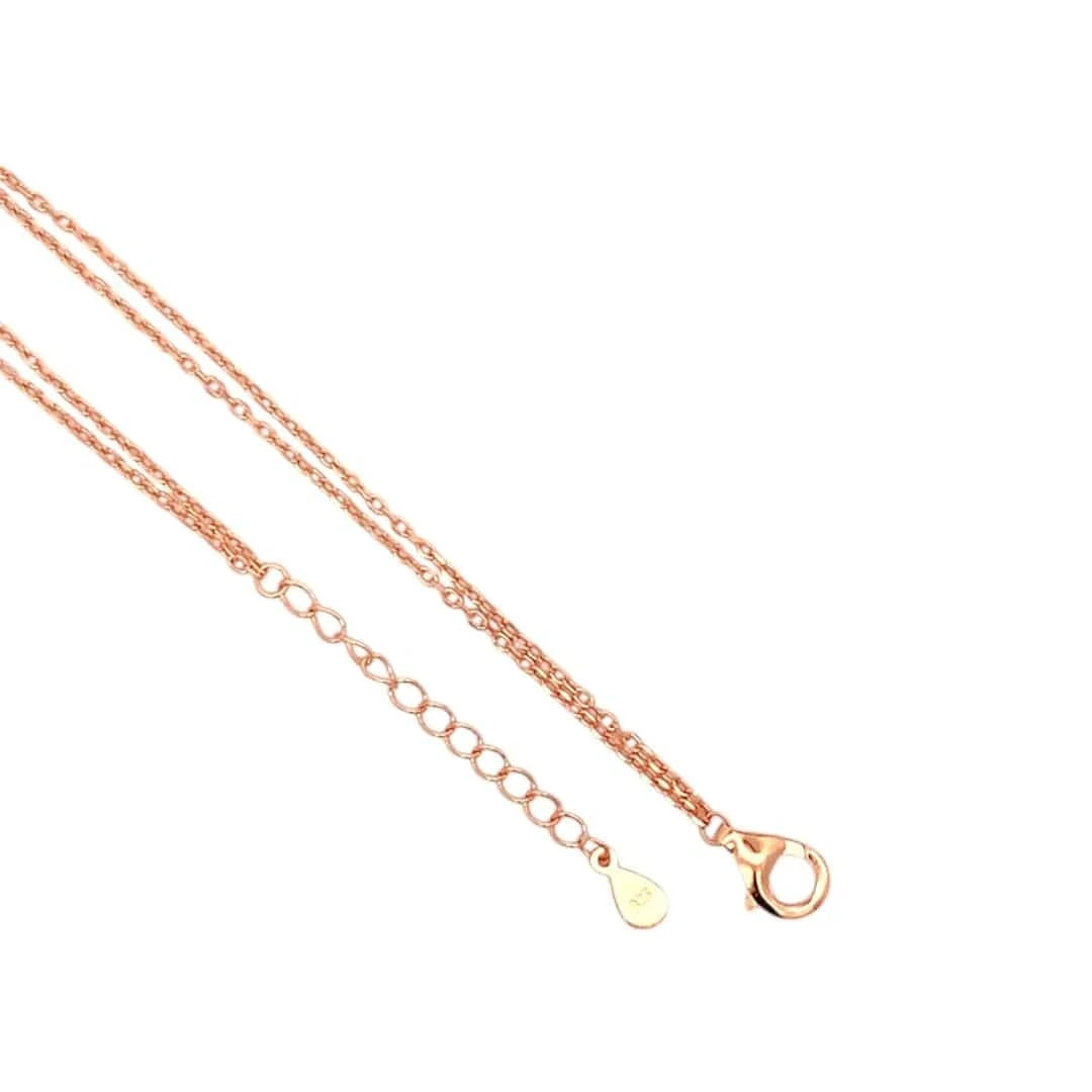 Rainbow Baguette Roll Pendant Chain (Pure Silver) - Rose Gold