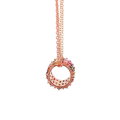 Rainbow Baguette Roll Pendant Chain (Pure Silver) - Rose Gold
