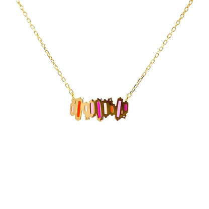 Pink Ombre Bar Pendant Chain (Pure Silver) - Gold