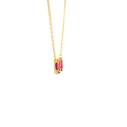 Pink Ombre Bar Pendant Chain (Pure Silver) - Gold