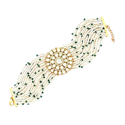 Jaipuri Pearl Polki Gulbandh (Pure Silver) - White
