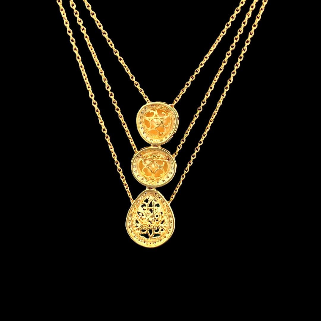 Hiranya Traya Pendant Chain (Pure Silver) - Green