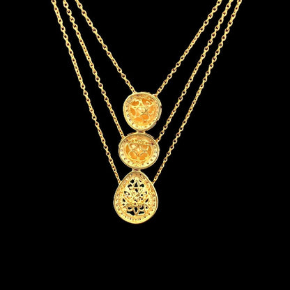 Hiranya Traya Pendant Chain (Pure Silver) - Green