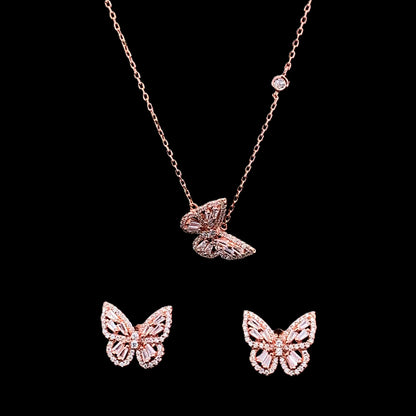 Baguette Butterfly Necklace Set