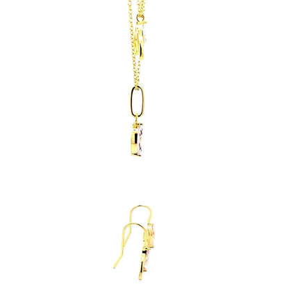 Blush Leafy Sparkle Necklace Set (Pure Silver) - Gold