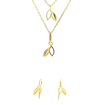 Blush Leafy Sparkle Necklace Set (Pure Silver) - Gold
