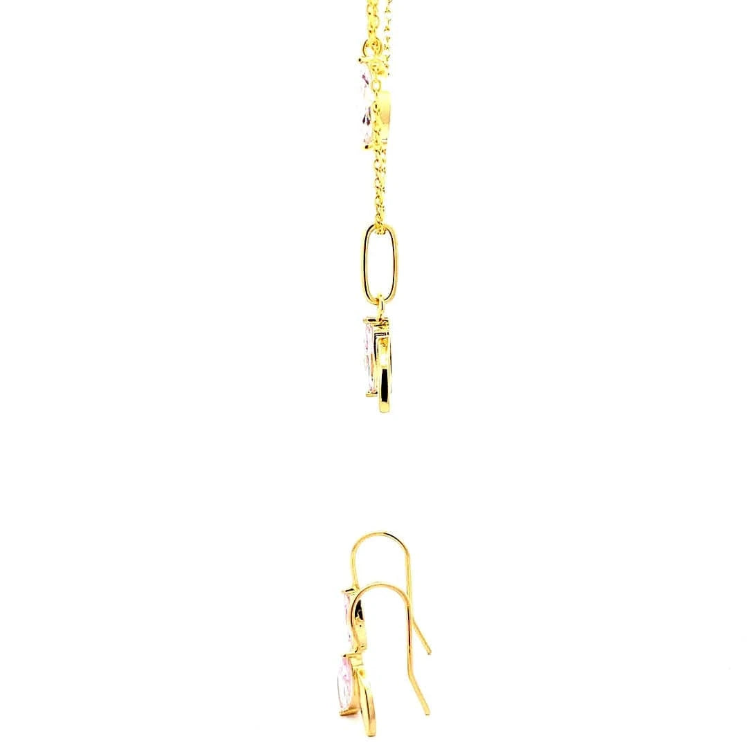 Blush Leafy Sparkle Necklace Set (Pure Silver) - Gold