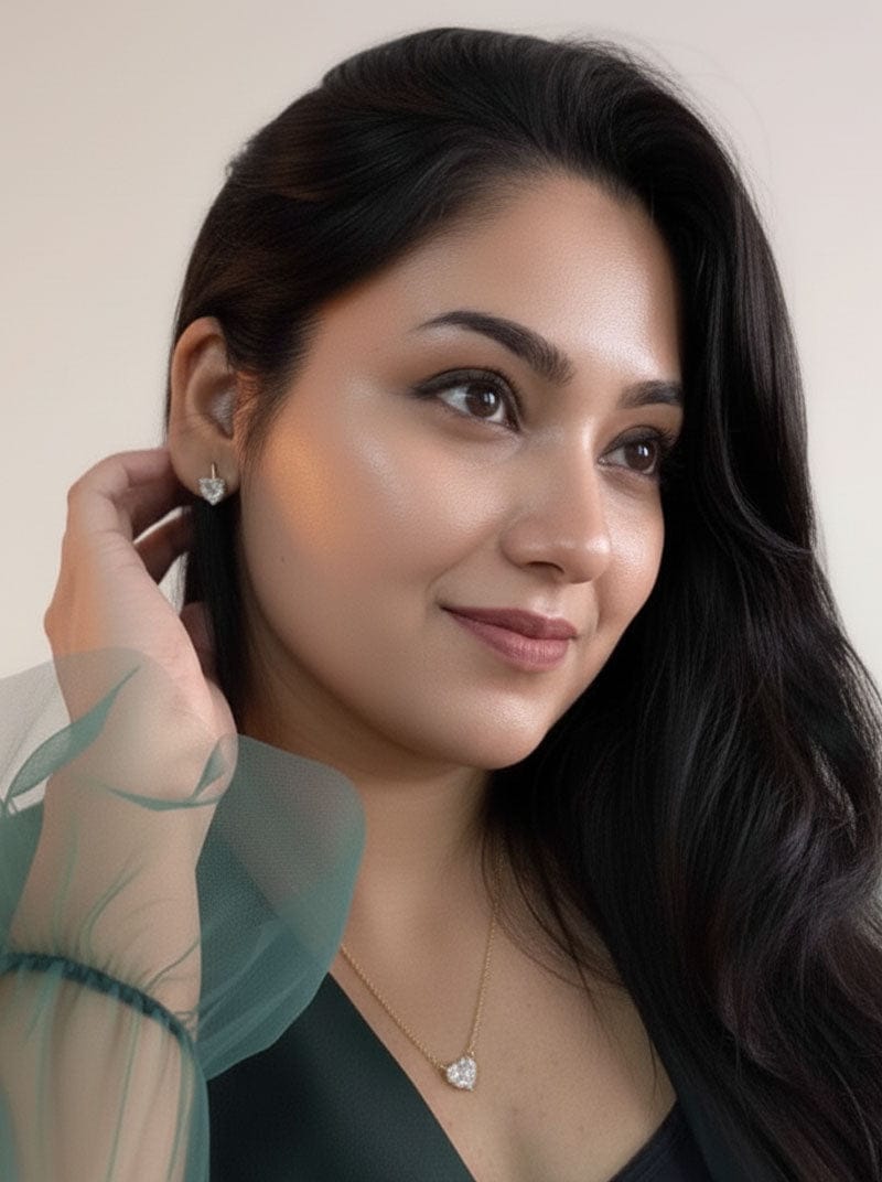 Heart of Bliss Necklace Set (Pure Silver) - Gold