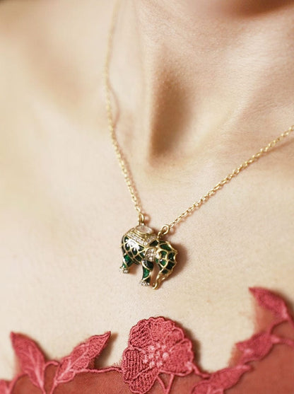 Matangini Royale Necklace Set (Pure Silver) - Green