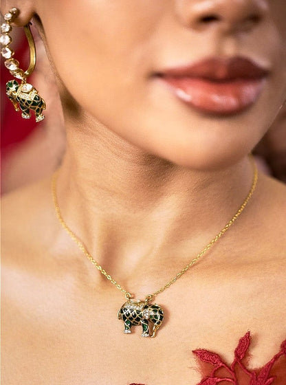 Matangini Royale Necklace Set (Pure Silver) - Green