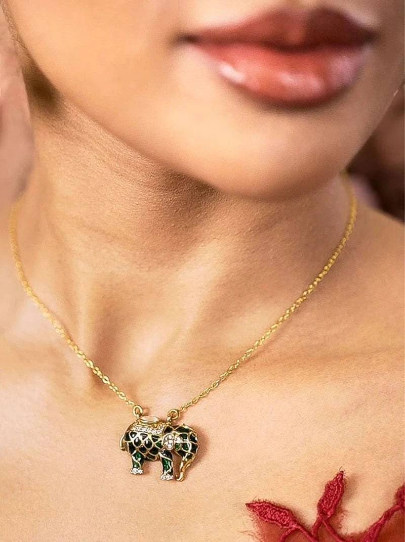 Matangini Royale Necklace Set (Pure Silver) - Green
