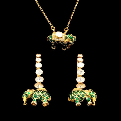 Matangini Royale Necklace Set (Pure Silver) - Green