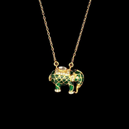 Matangini Royale Necklace Set (Pure Silver) - Green