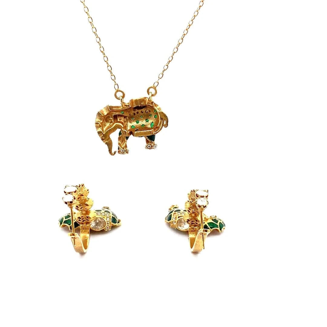Matangini Royale Necklace Set (Pure Silver) - Green