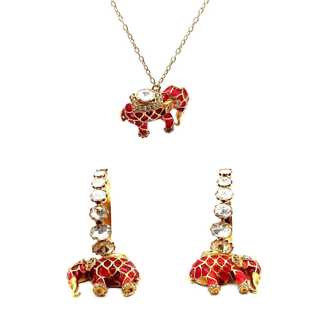 Matangini Royale Necklace Set (Pure Silver) - Majenta