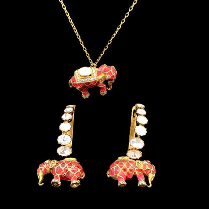 Matangini Royale Necklace Set (Pure Silver) - Majenta