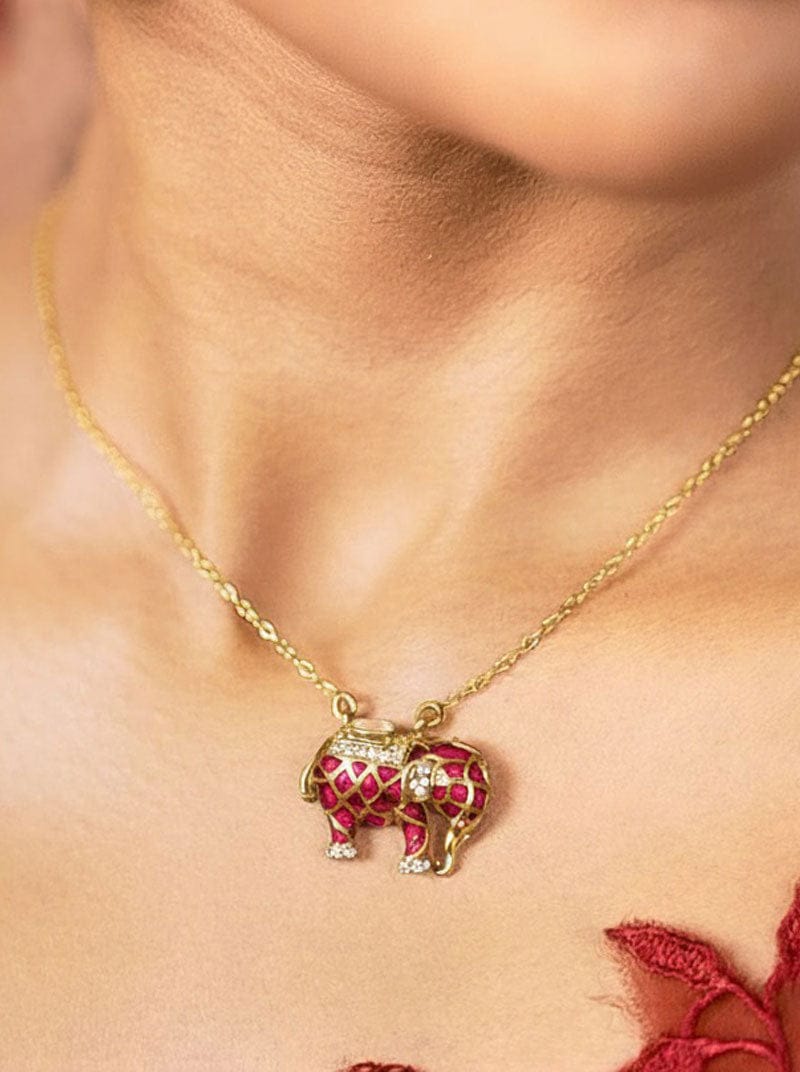 Matangini Royale Necklace Set (Pure Silver) - Majenta