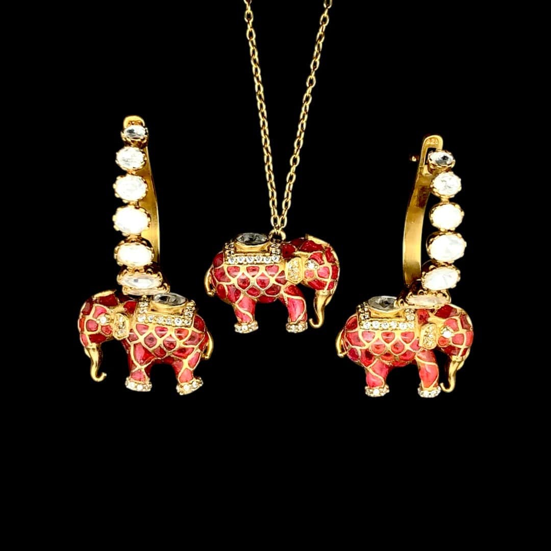 Matangini Royale Necklace Set (Pure Silver) - Majenta