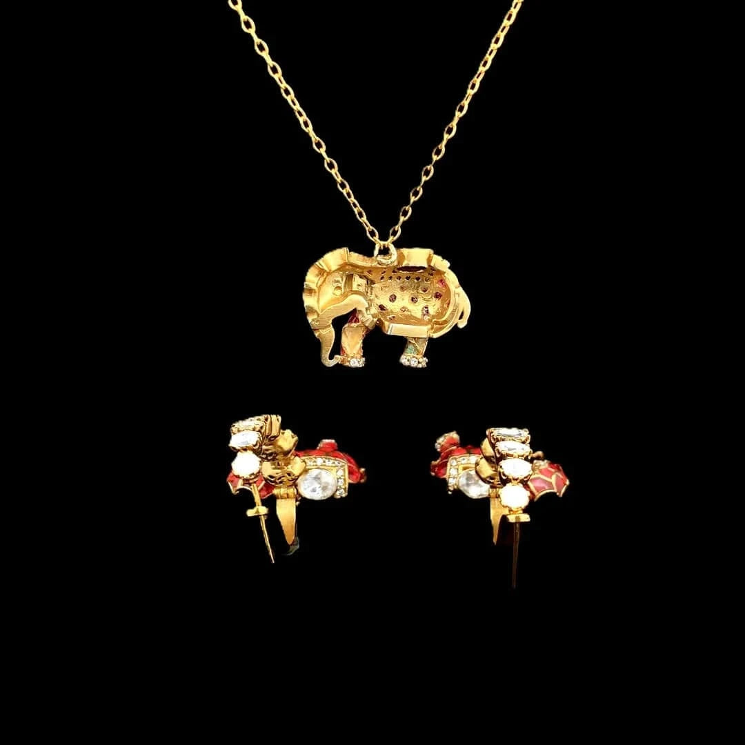 Matangini Royale Necklace Set (Pure Silver) - Majenta