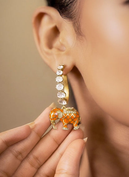 Matangini Royale Necklace Set (Pure Silver) - Orange