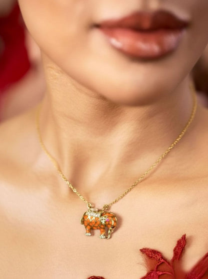 Matangini Royale Necklace Set (Pure Silver) - Orange