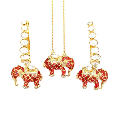 Matangini Royale Necklace Set (Pure Silver) - Orange