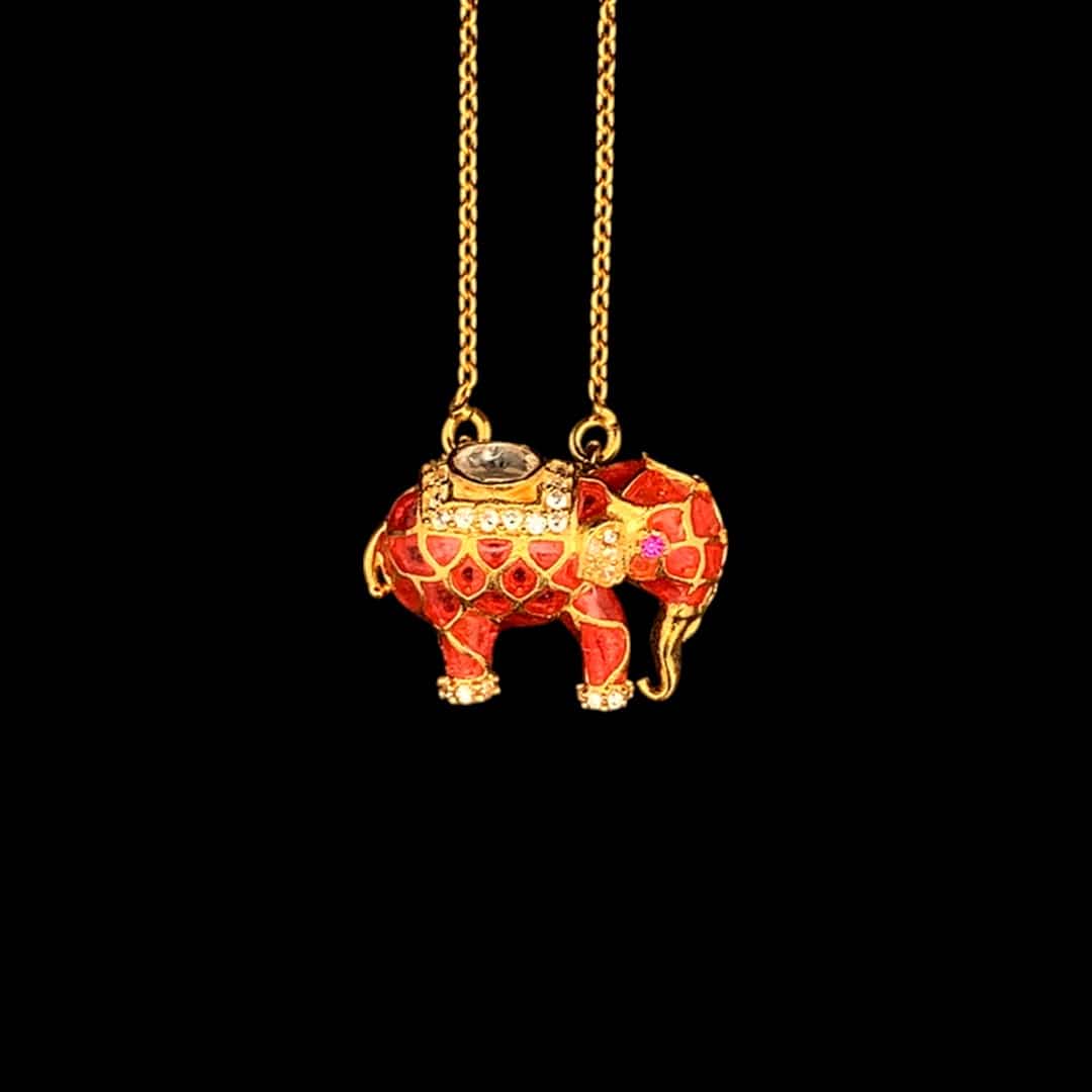 Matangini Royale Necklace Set (Pure Silver) - Orange