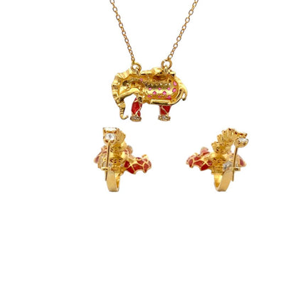 Matangini Royale Necklace Set (Pure Silver) - Orange