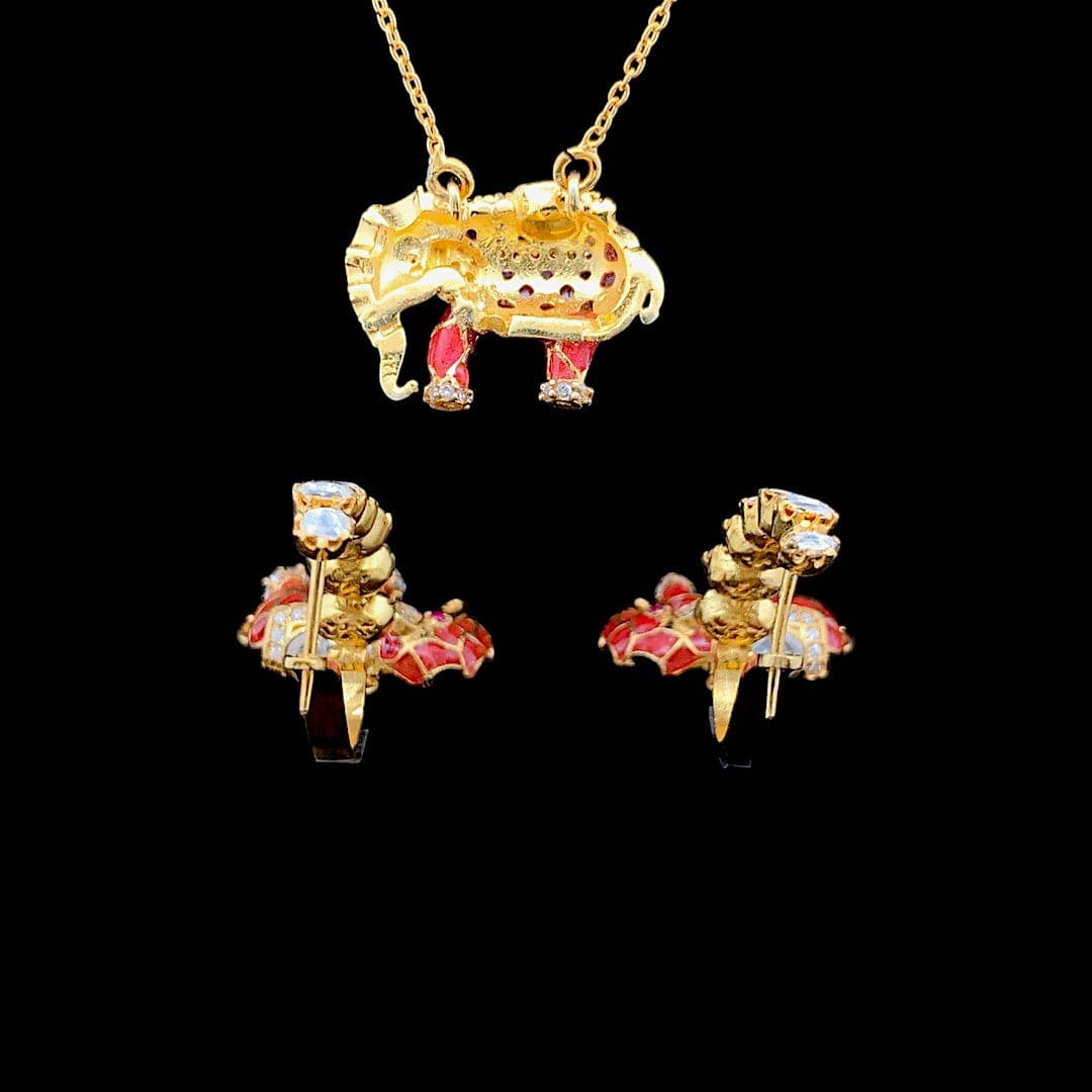 Matangini Royale Necklace Set (Pure Silver) - Orange