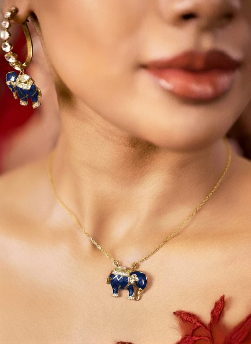 Matangini Royale Necklace Set (Pure Silver) - Teal