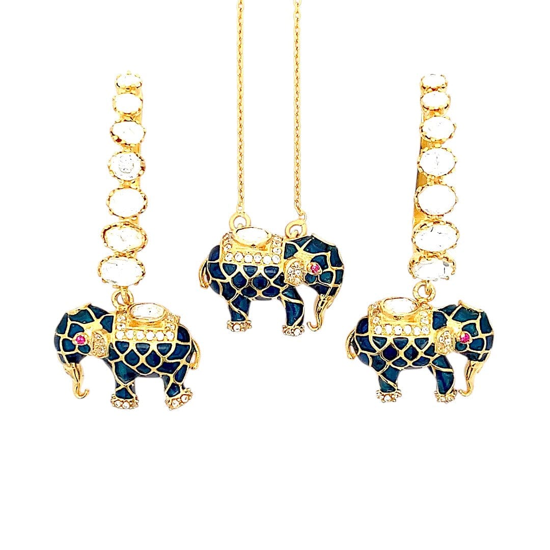 Matangini Royale Necklace Set (Pure Silver) - Teal