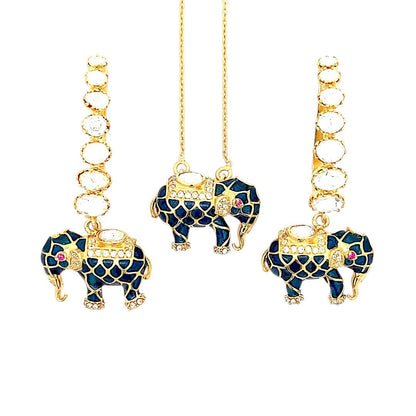 Matangini Royale Necklace Set (Pure Silver) - Teal